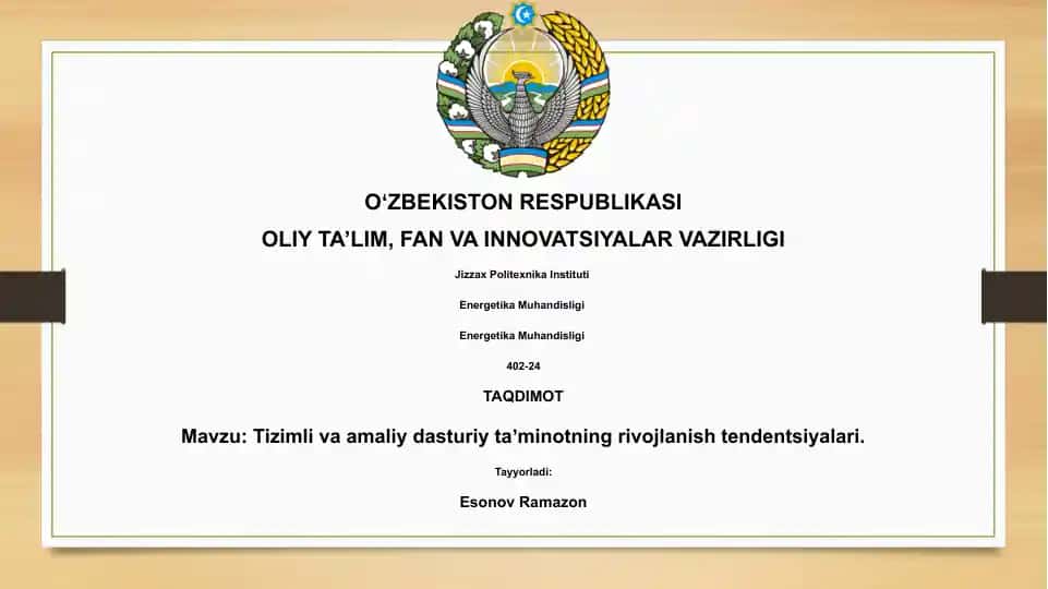 Tizimli va amaliy dasturiy taʼminotning rivojlanish tendentsiyalari
