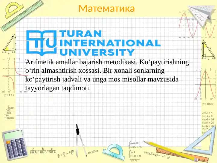 Arifmetik amallar bajarish metodikasi