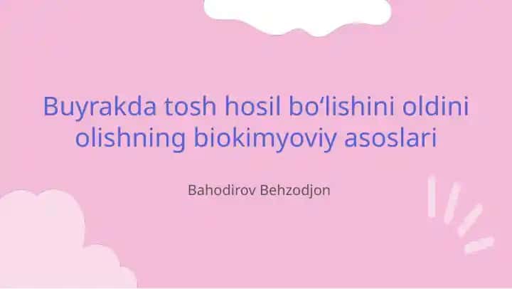 Suv Ichishning Biokimyoviy Asoslari