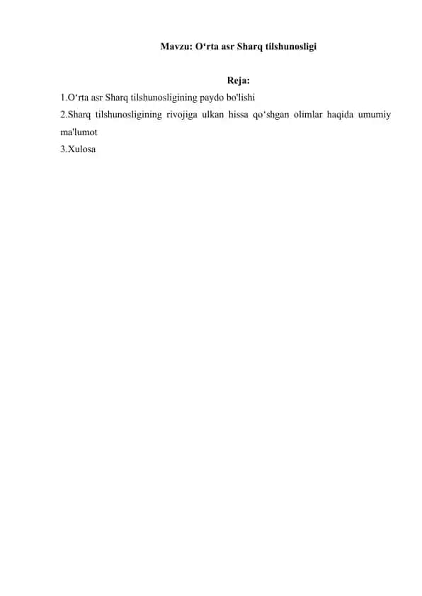 Oʻrta asr Sharq tilshunosligi