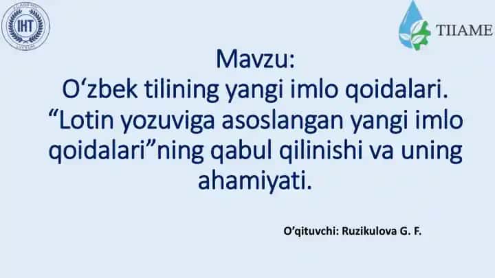 O‘zbek Tilining Yangi Imlo Qoidalari
