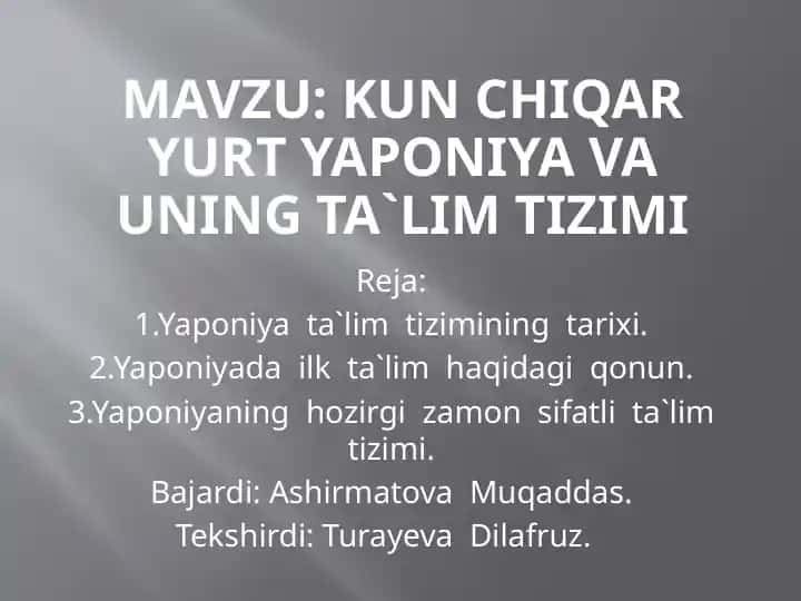 Yaponiya ta'lim tizimi