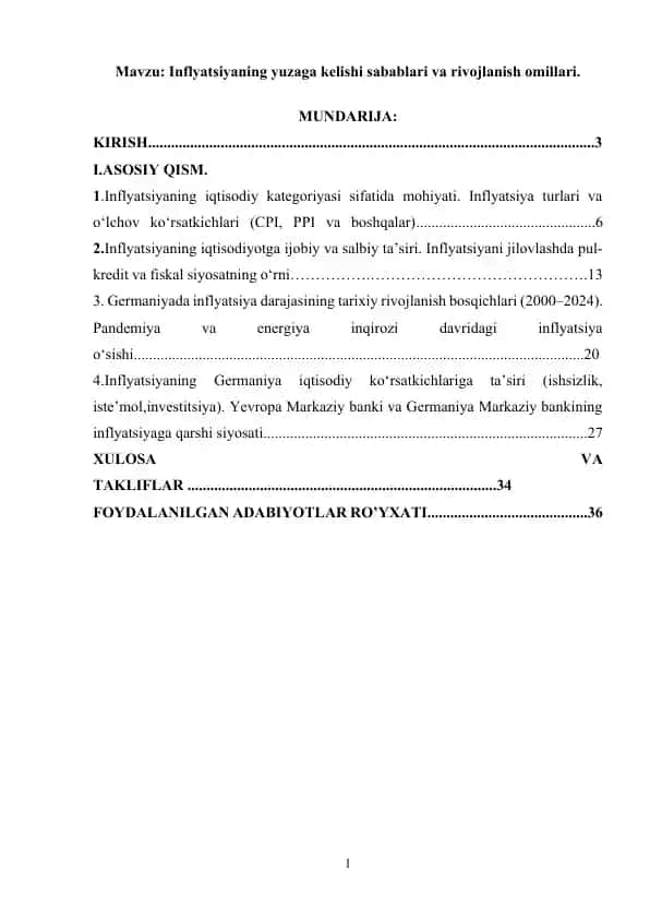 Inflyatsiyaning yuzaga kelishi sabablari va rivojlanish omillari