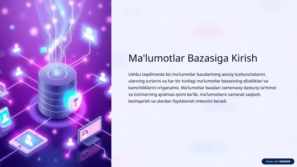 Ma’lumotlar Bazasiga Kirish
