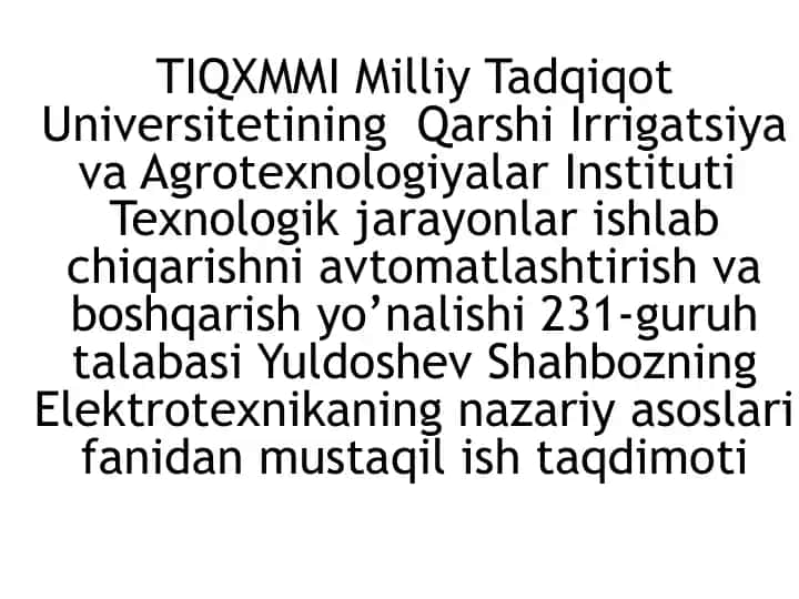 Elektrotexnika uchun uch fazali sxema analizi