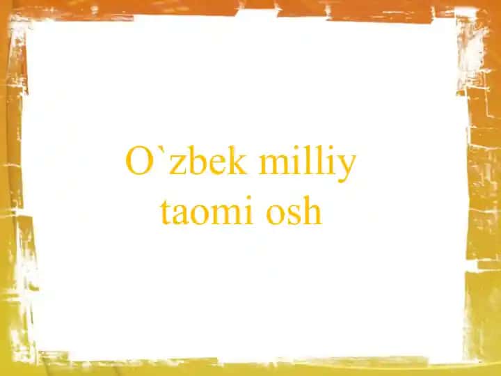 O`zbek milliy taomi