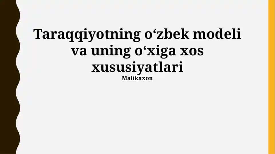 O'zbekiston taraqqiyot modeli