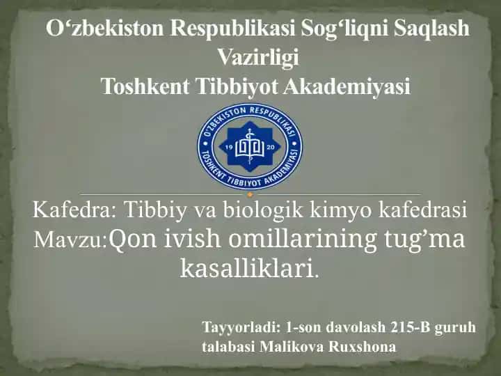 Qon ivish omillarining tug’ma kasalliklari
