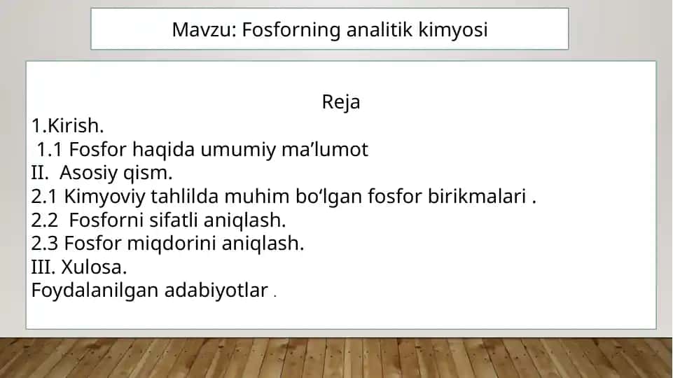 Fosforning analitik kimyosi