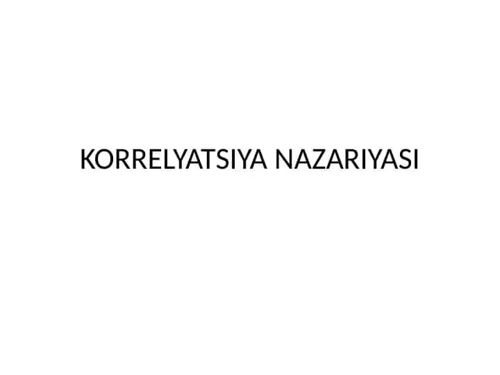Korrelyatsiya Nazariyasi