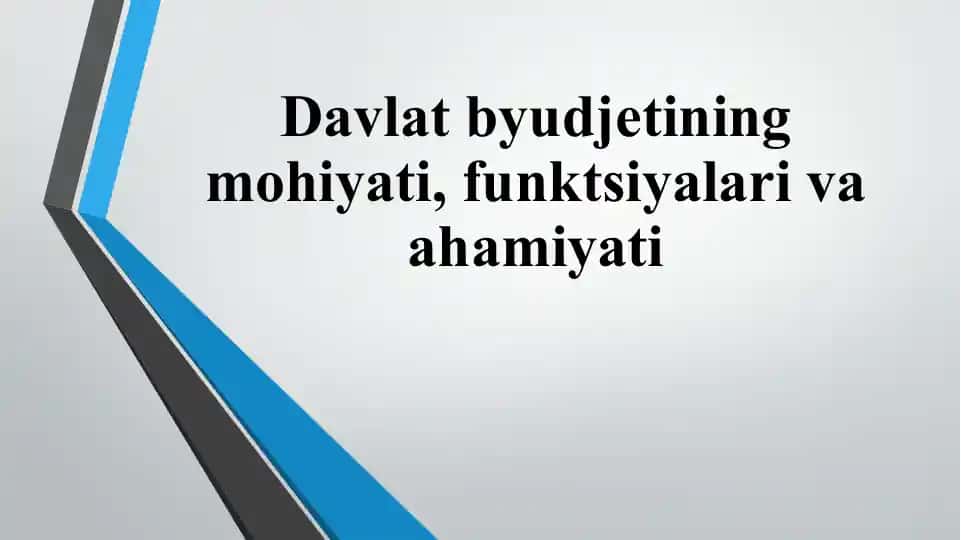 Davlat byudjetining mohiyati, funksiyalari va ahamiyati