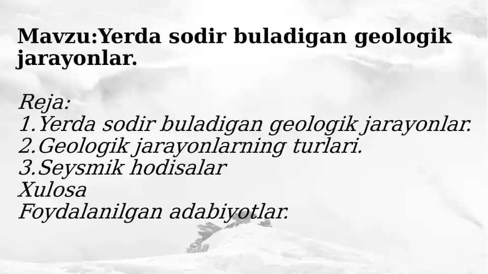 Yerdasodir buladigan geologik jarayonlar