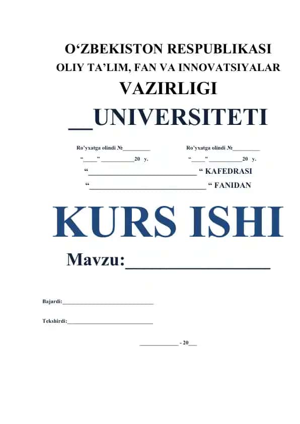 Algebra fanidan kurs ishi