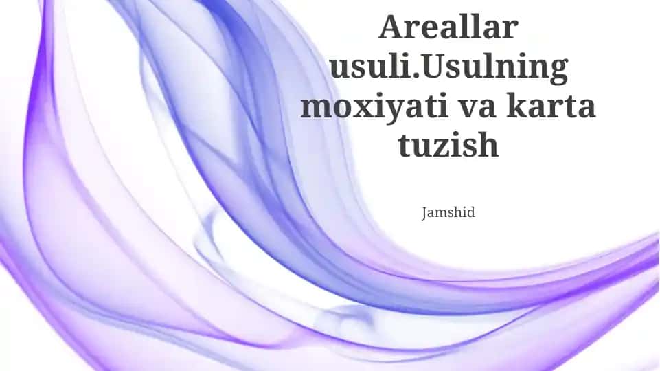 Areallar usuli. Usulning moxiyati va karta tuzish