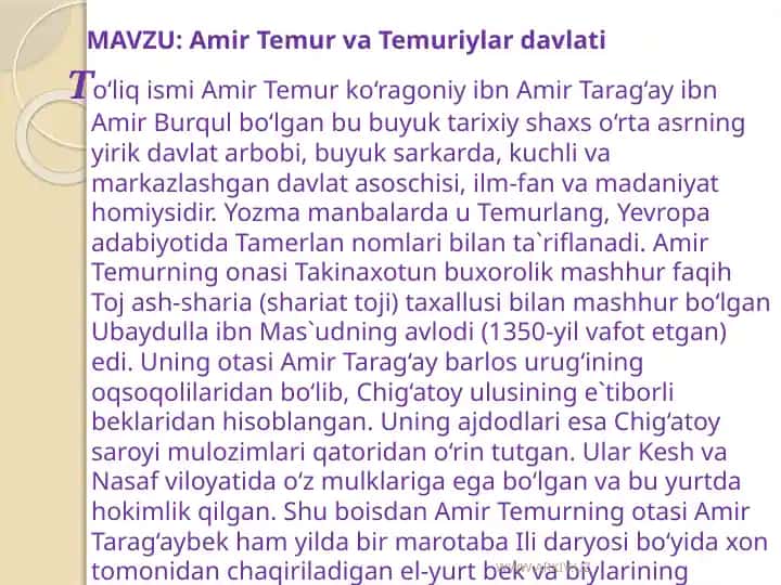 Amir Temur va Temuriylar davlati