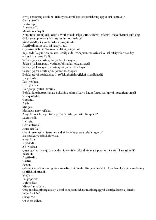 Homilada oziqlanish va shartli so'lak ajratish refleksi