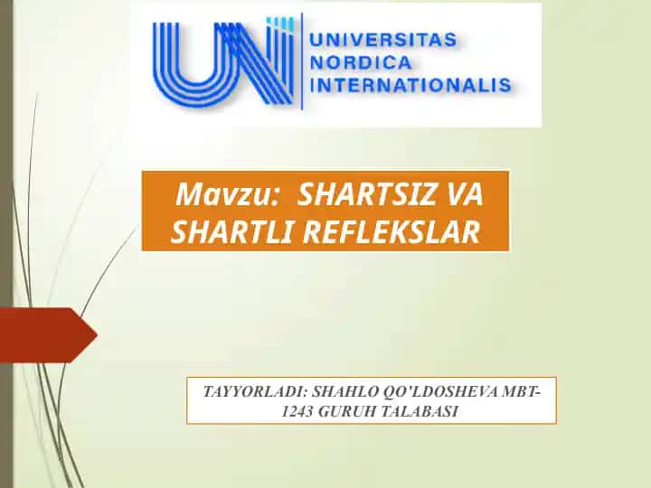 SHARTSIZ VA SHARTLI REFLEKSLAR