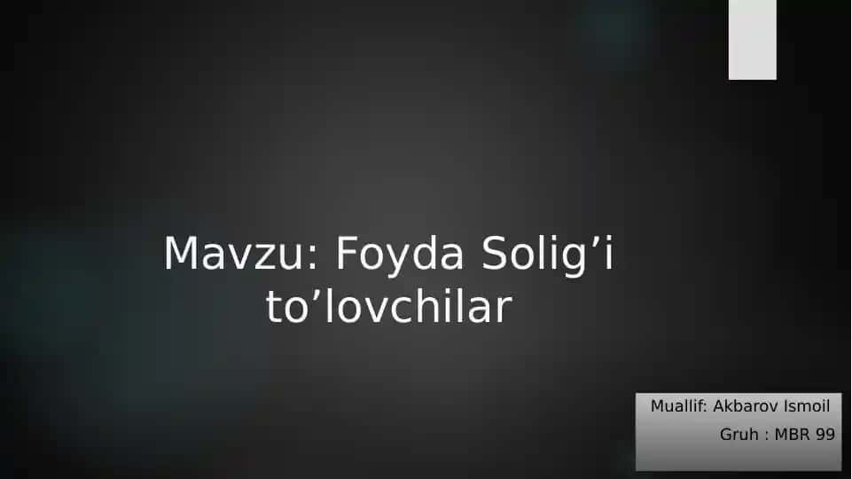 Foyda Solig’i