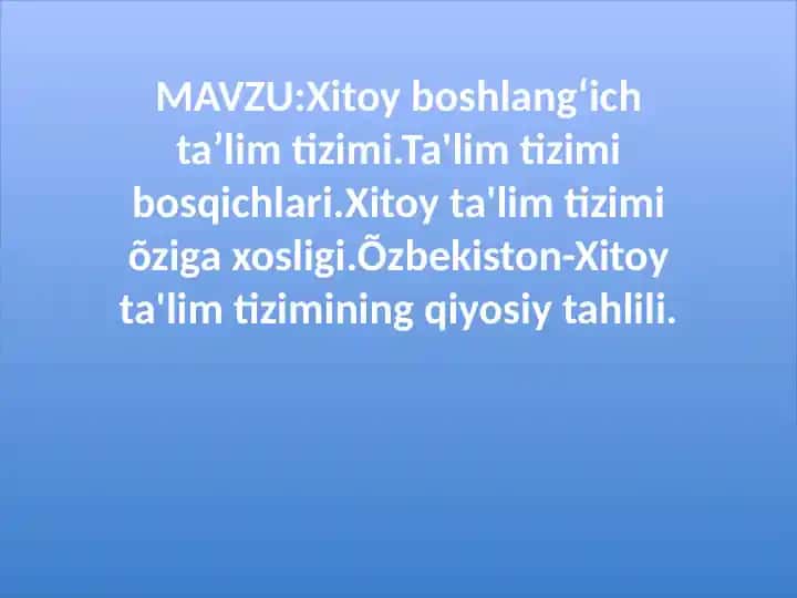 Xitoy boshlang‘ich ta’lim tizimi