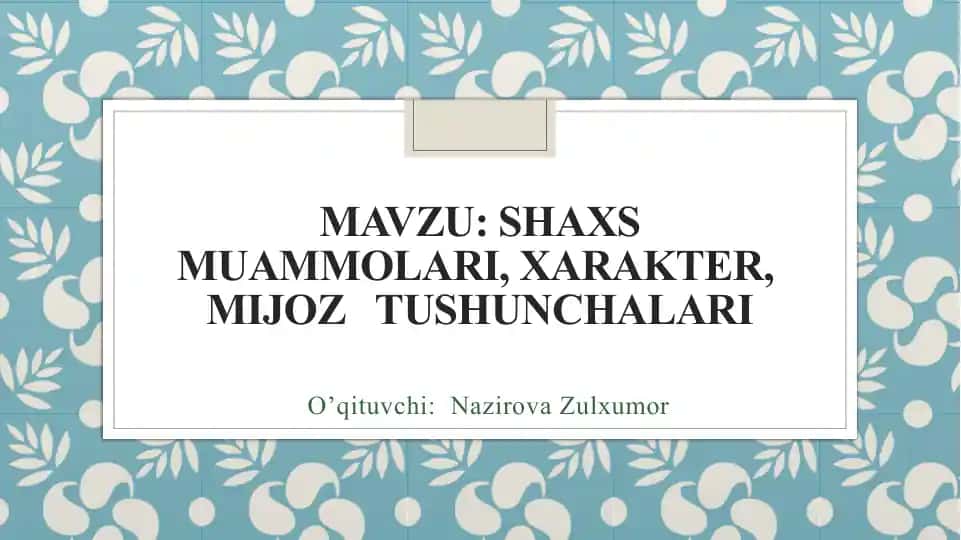 Shaxs individualligi va psixologiya