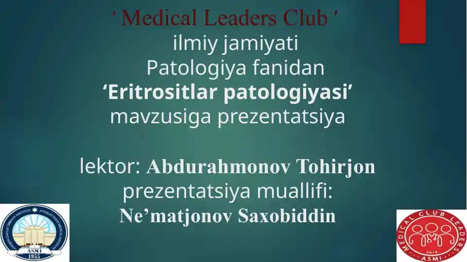 Eritrositlar patologiyasi