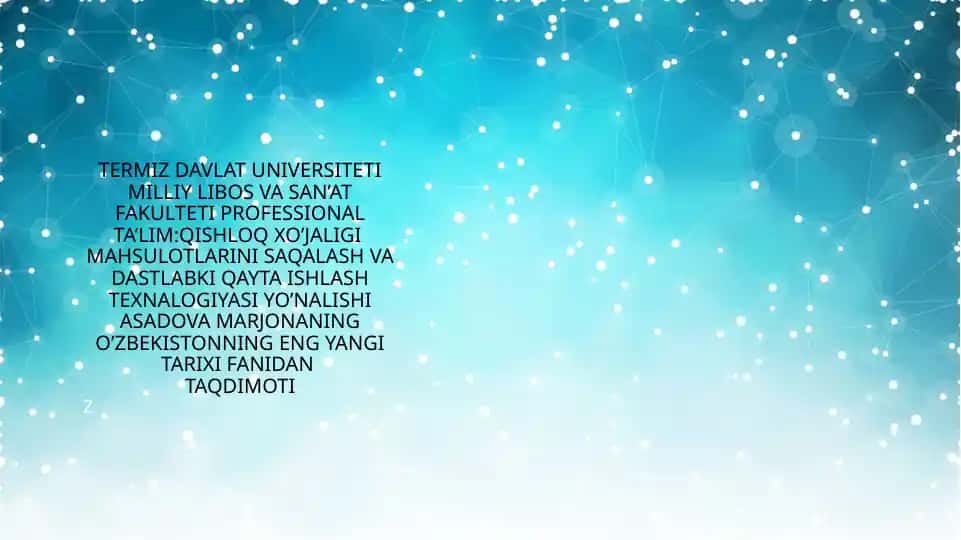 O’zbekistonning eng yangi tarixi fanidan taqdimot
