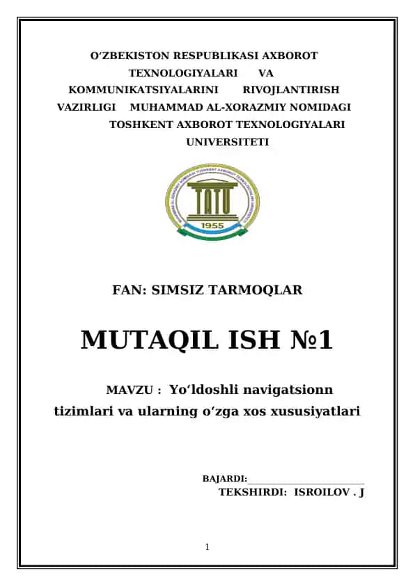 Yoʻldoshli navigatsionn tizimlari va ularning oʻzga xos xususiyatlari