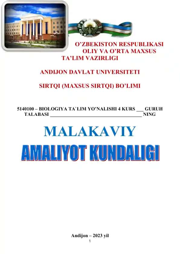 Biologiya ta'lim yo'nalishi talabasi malakaviy