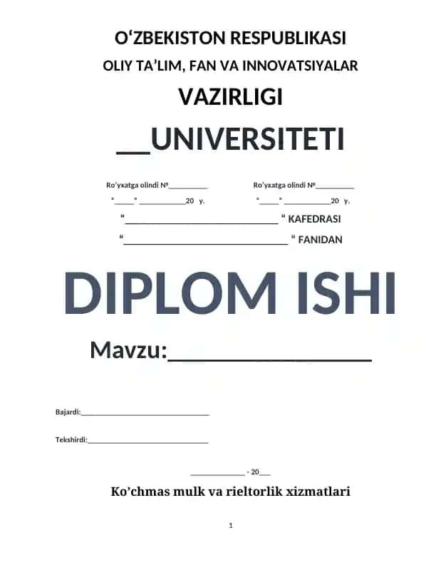 Ko‘chmas mulk va rieltorlik xizmatlari