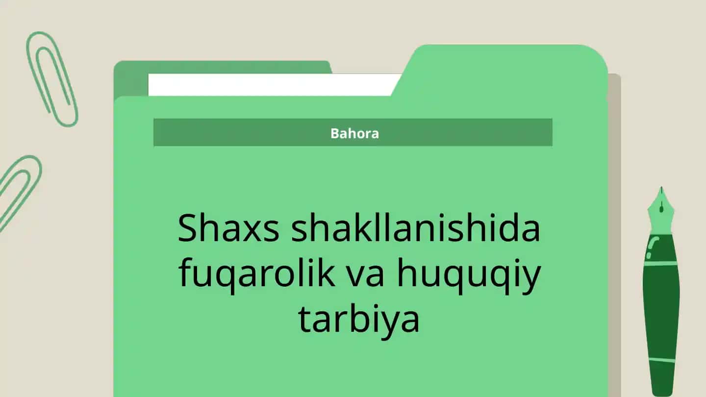 Fuqarolik va Huquqiy Tarbiya
