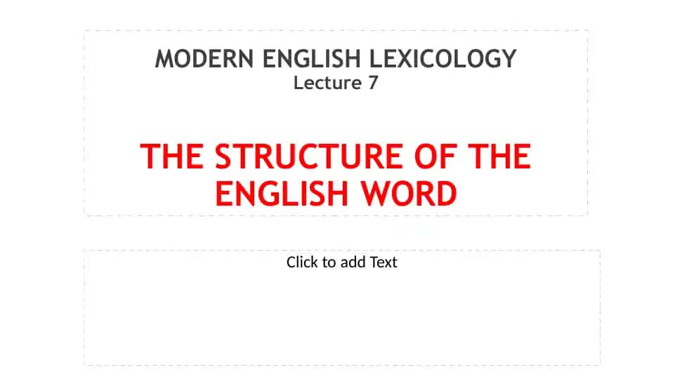 MODERN ENGLISH LEXICOLOGY