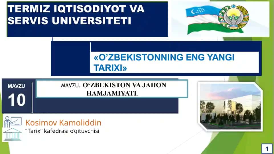 O‘ZBEKISTON VA JAHON HAMJAMIYATI