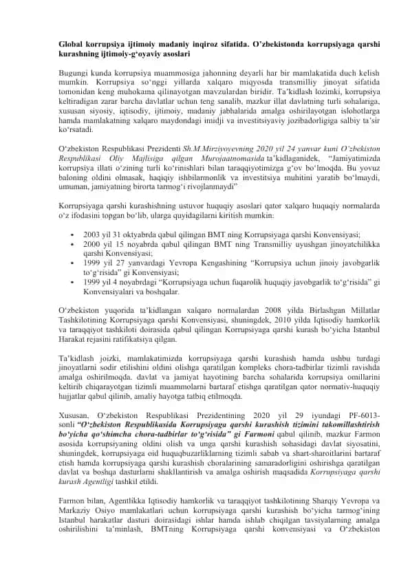 Korrupsiya va uning to'g'risida kurashish