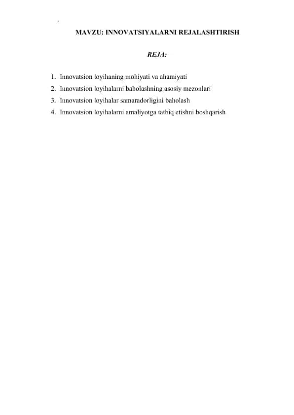 Innovatsional loyihalar
