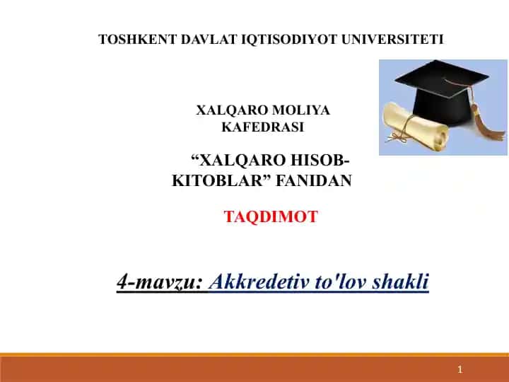 4-mavzu: Akkreditiv to'lov shakli