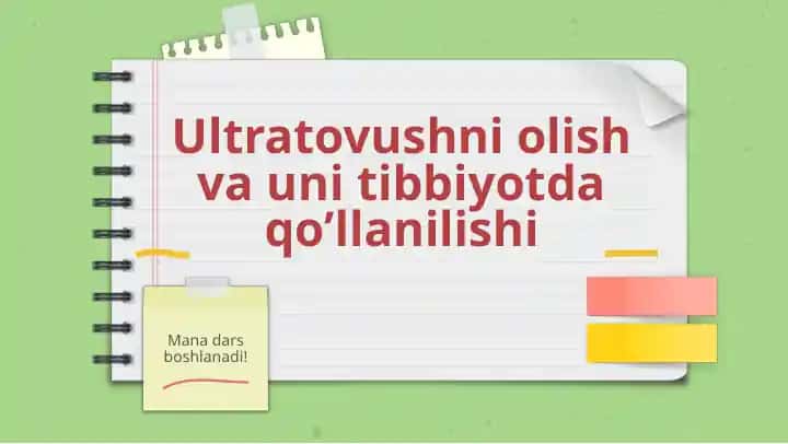 Ultratovushni olish va uniti Tibbiyot da qo'llanilishi