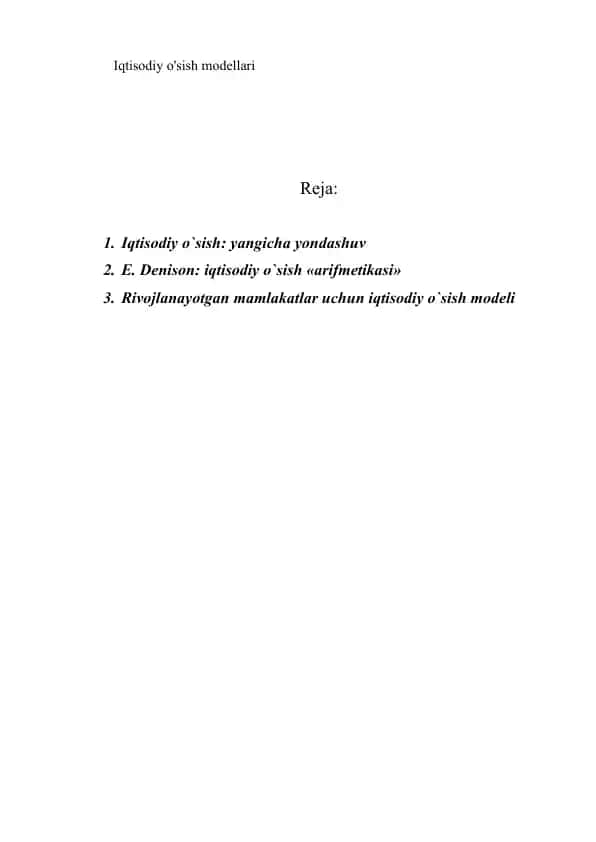 Iqtisodiy o'sish modellari