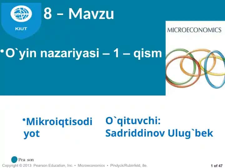 O`yinnazariyasi– 1 –qism