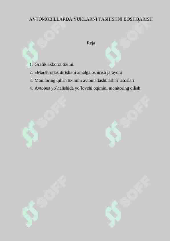 AVTOMOBILLARDA YUKLARNI TASHISHNI BOSHQARISH