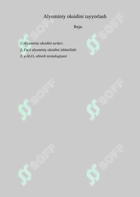 Alyuminiy oksidini tayyorlash