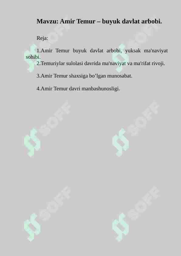 Amir Temur – buyuk davlat arbobi.