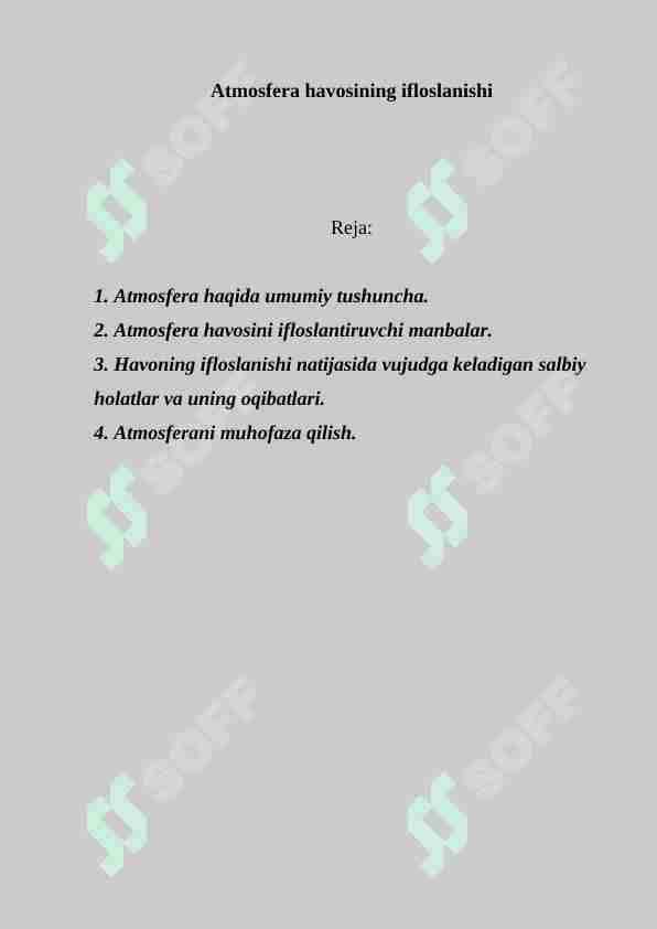 Atmosfera havosining ifloslanishi