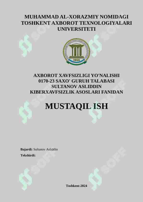 Axborot xavfsizligi sohasidagi ish boshlash