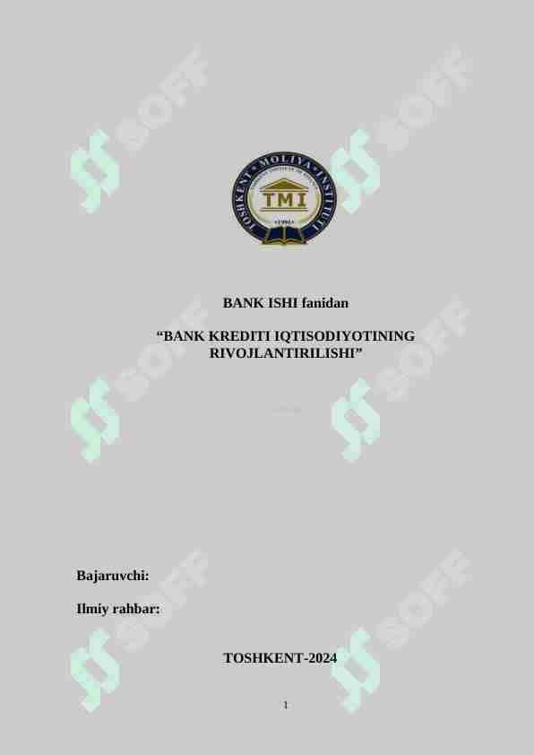 BANK KREDITI IQTISODIYOTINING RIVOJLANTIRILISHI