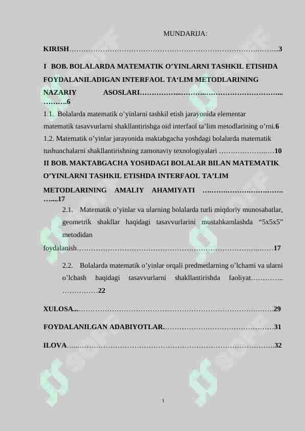 Bolalarda matematik oʻyinlarni tashkil etish