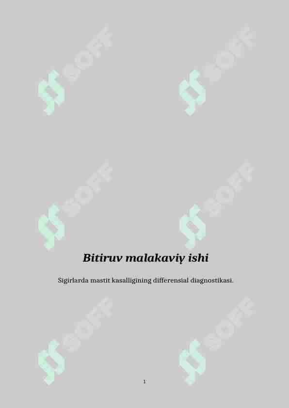 Sigirlarda mastit kasalligi diffrensial diagnostikasi.