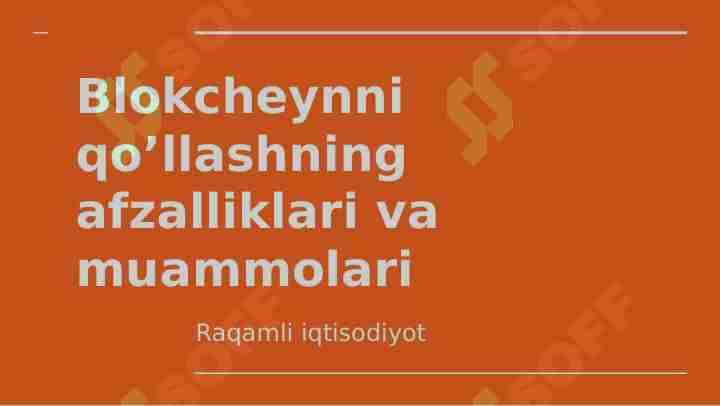 Blokcheynni qo’llashning afzalliklari va muammolari