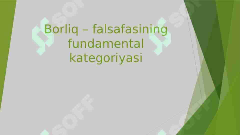 Borliq falsafasining fundamental kategoriyasi