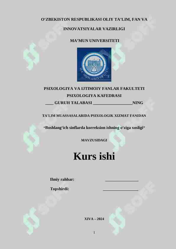 Boshlang'ich sinflarda korreksion ishning o'ziga xosligi