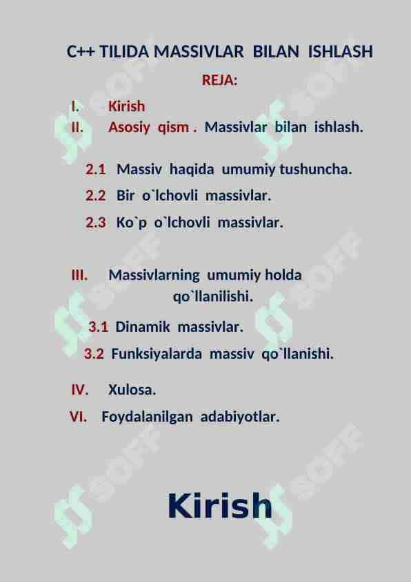 C++ tilida ko’p o’lchovli massivlar bilan ishlash